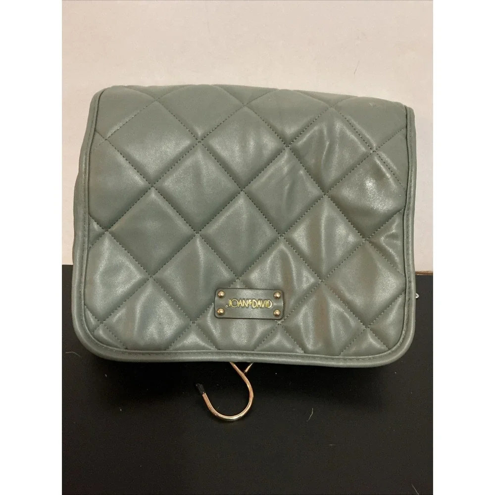 Joan & David Quilted Hanging Toiletry Bag Bgreen Travel Organizer Gold Zippers